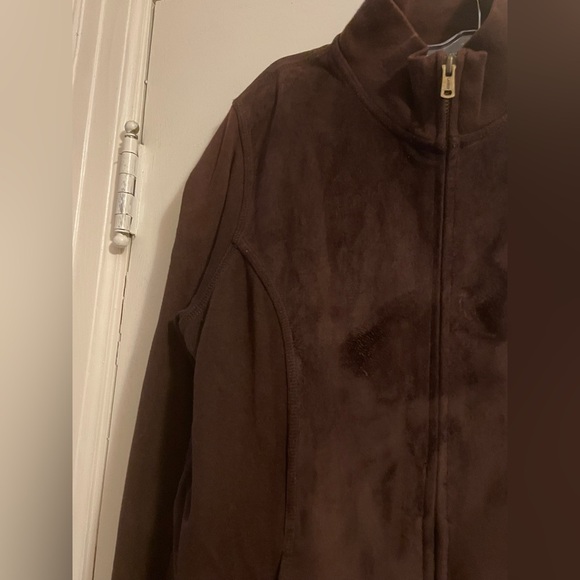 Lauren Ralph Lauren Chocolate Brown Faux Suede Long Sleeve Jacket Small Petite - Picture 9 of 10